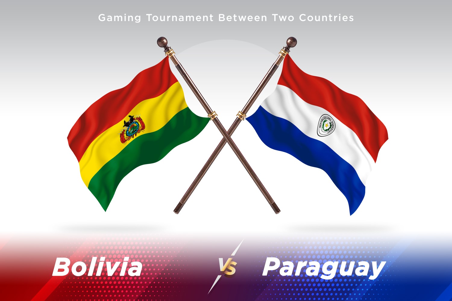 Bolivia versus Paraguay Two Flags
