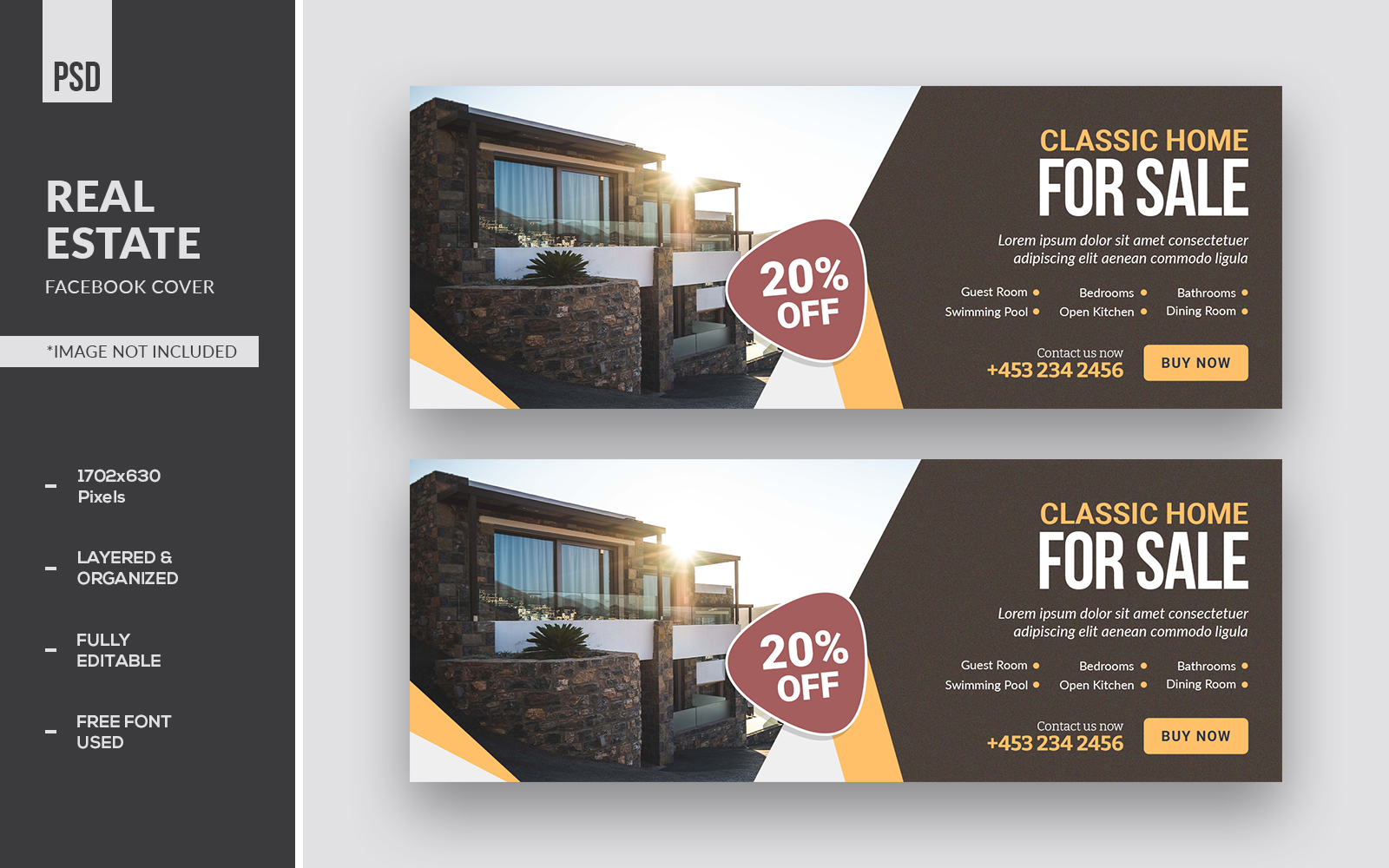 Classic Real Estate Design Facebook Cover And Social Media Banner Ads