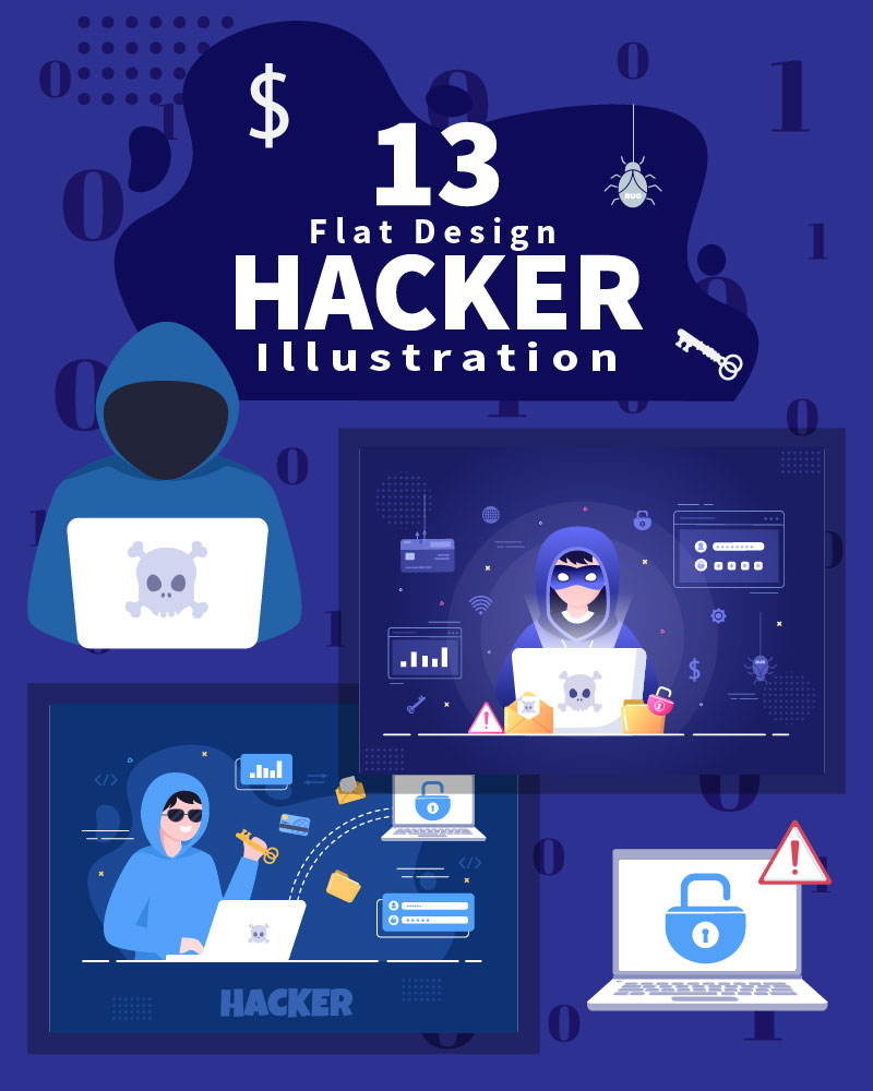 13 Hacker Vector Illustration