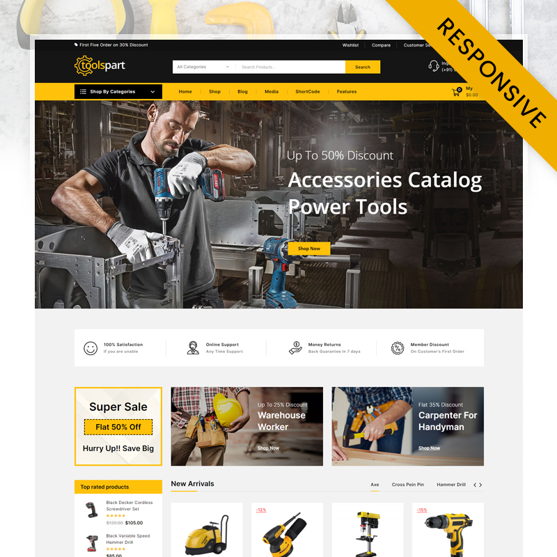 ToolsPart - Best Tools Store Elementor WooCommerce Responsive Theme