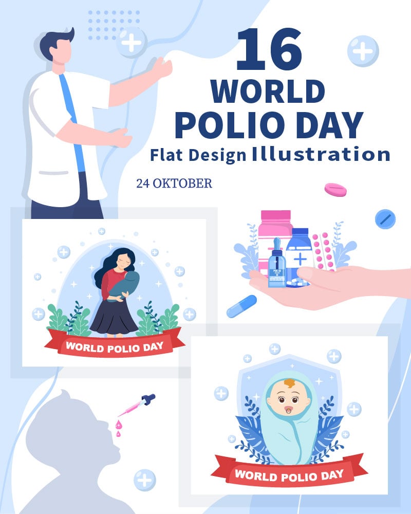 16 World Polio Day Background Vector Illustration