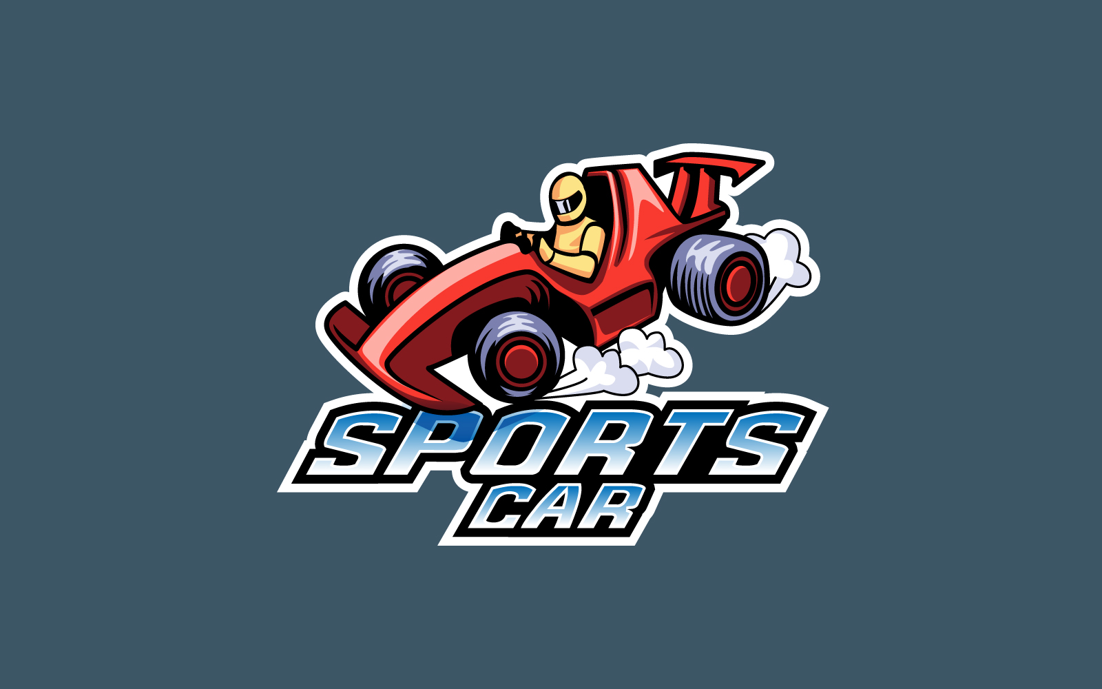 Sports Car Mascot Logo, Formula Car Logo Vector Design