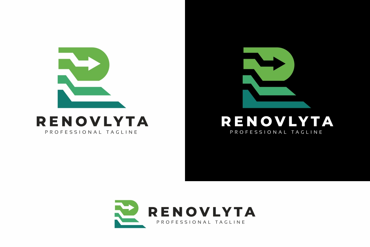 R Letter Arrows Logo Template
