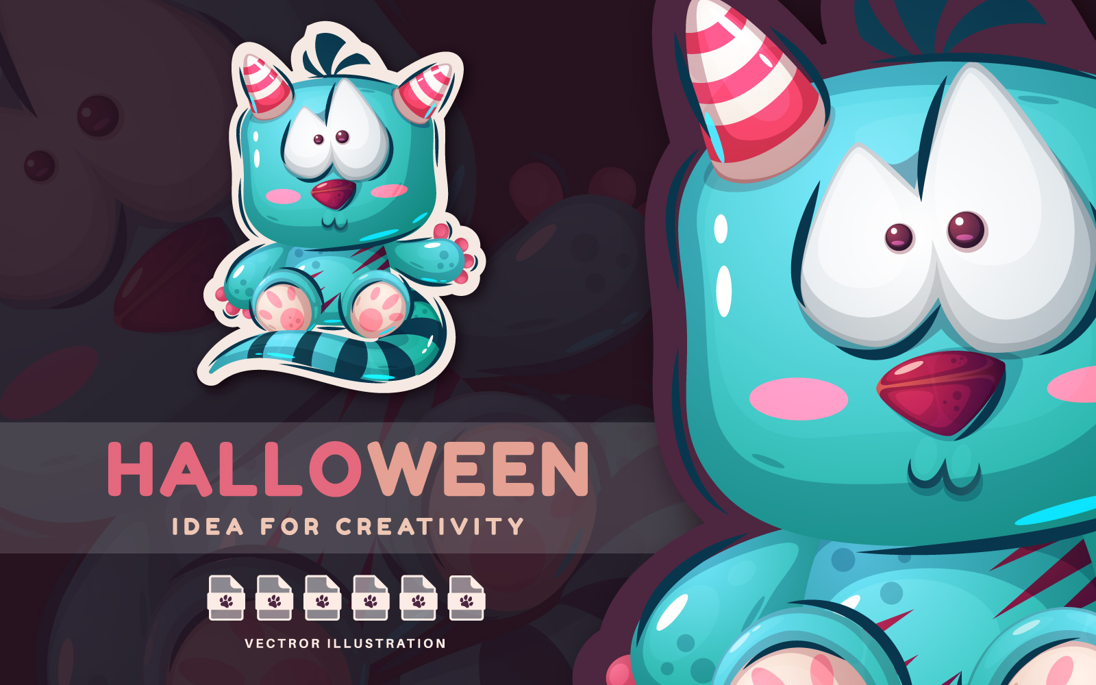Cartoon Halloween Monster - Cute Sticker, Graphics Illustration