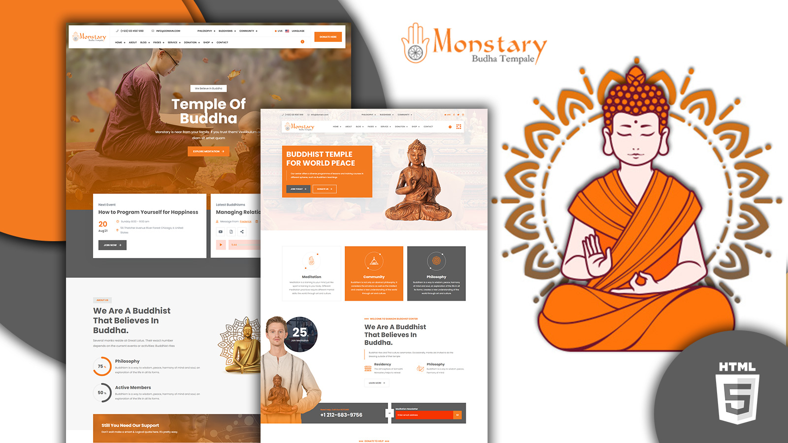 Monstary Buddhist Temple HTML5 Website Template