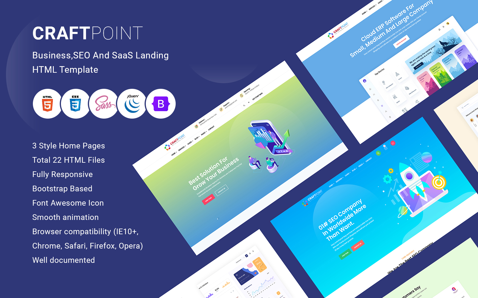 CraftPoint - Business, SEO And SaaS Landing  HTML Template