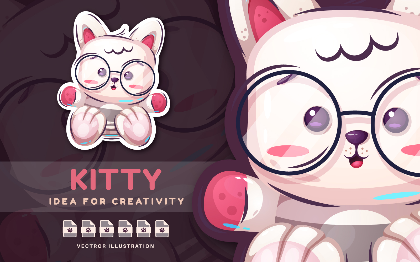 Adorable Teddy Cat - Cute Sticker, Graphics Illustration