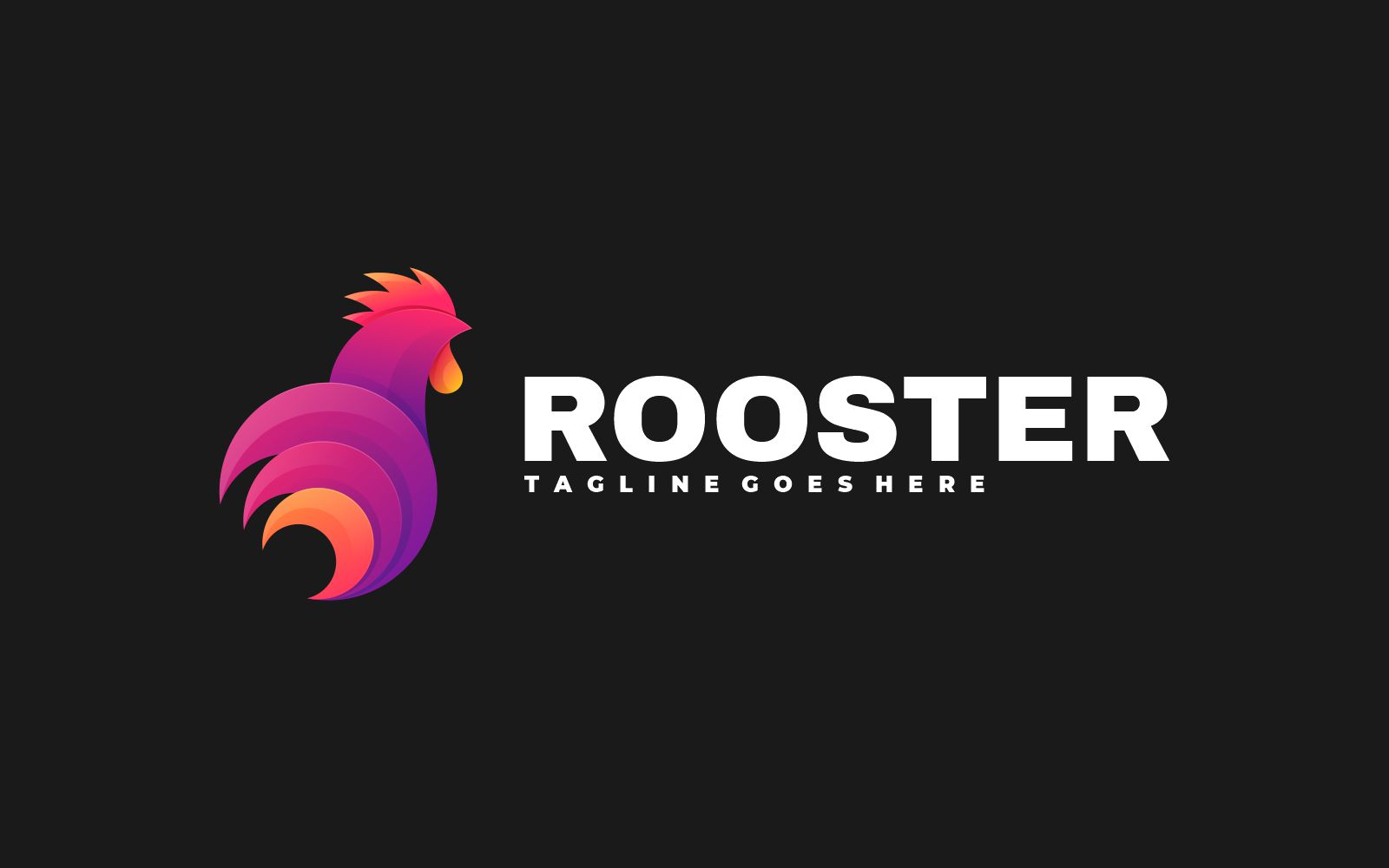 Vector Rooster Gradient Colorful Logo