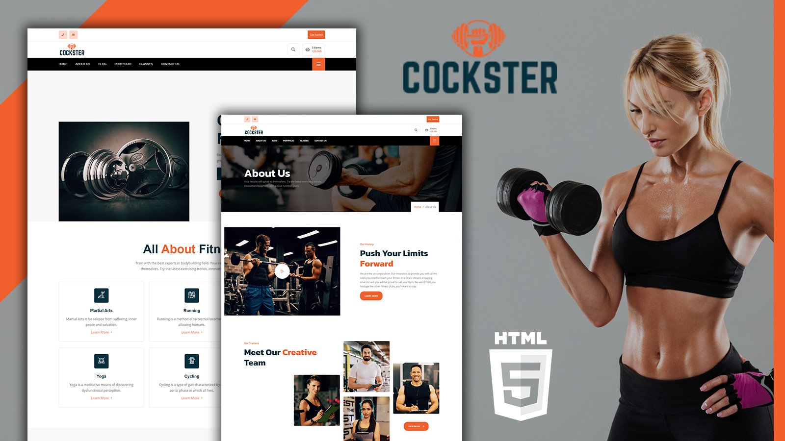 Cockster Gym Fitness HTML5 Website Template