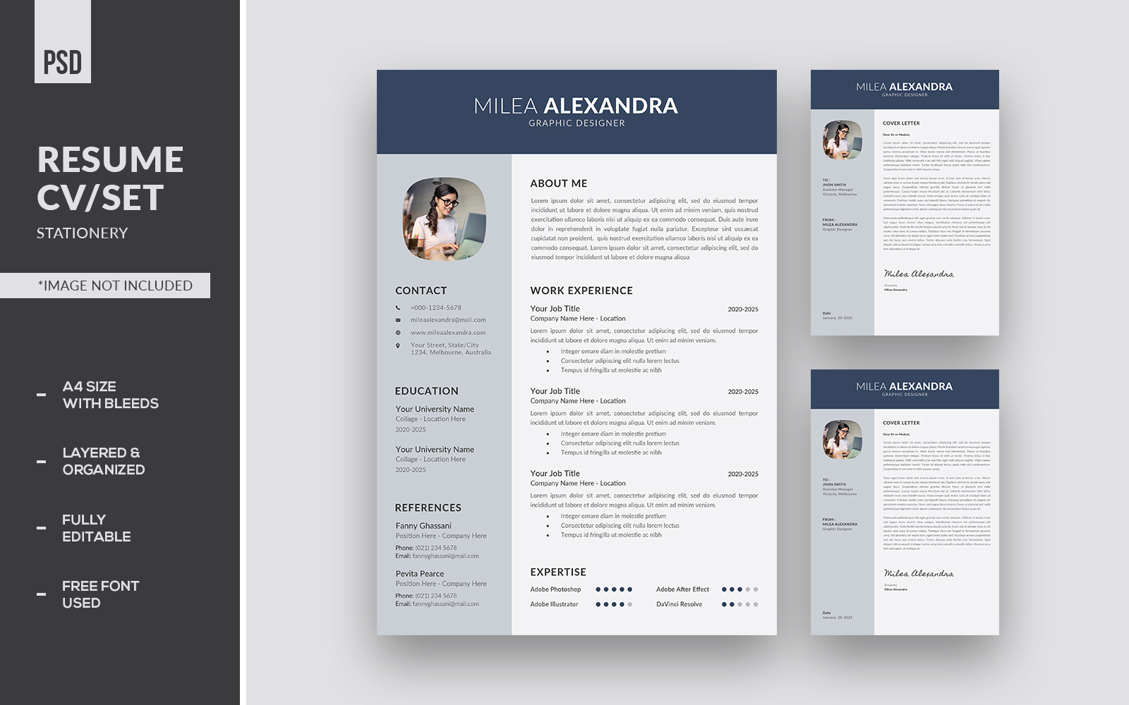 Minimalist Clean Resume CV Set Corporate Identity Template