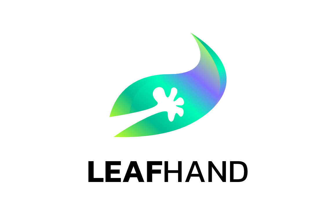 Leaf Hand Rainbow - Negative Space Logo Template