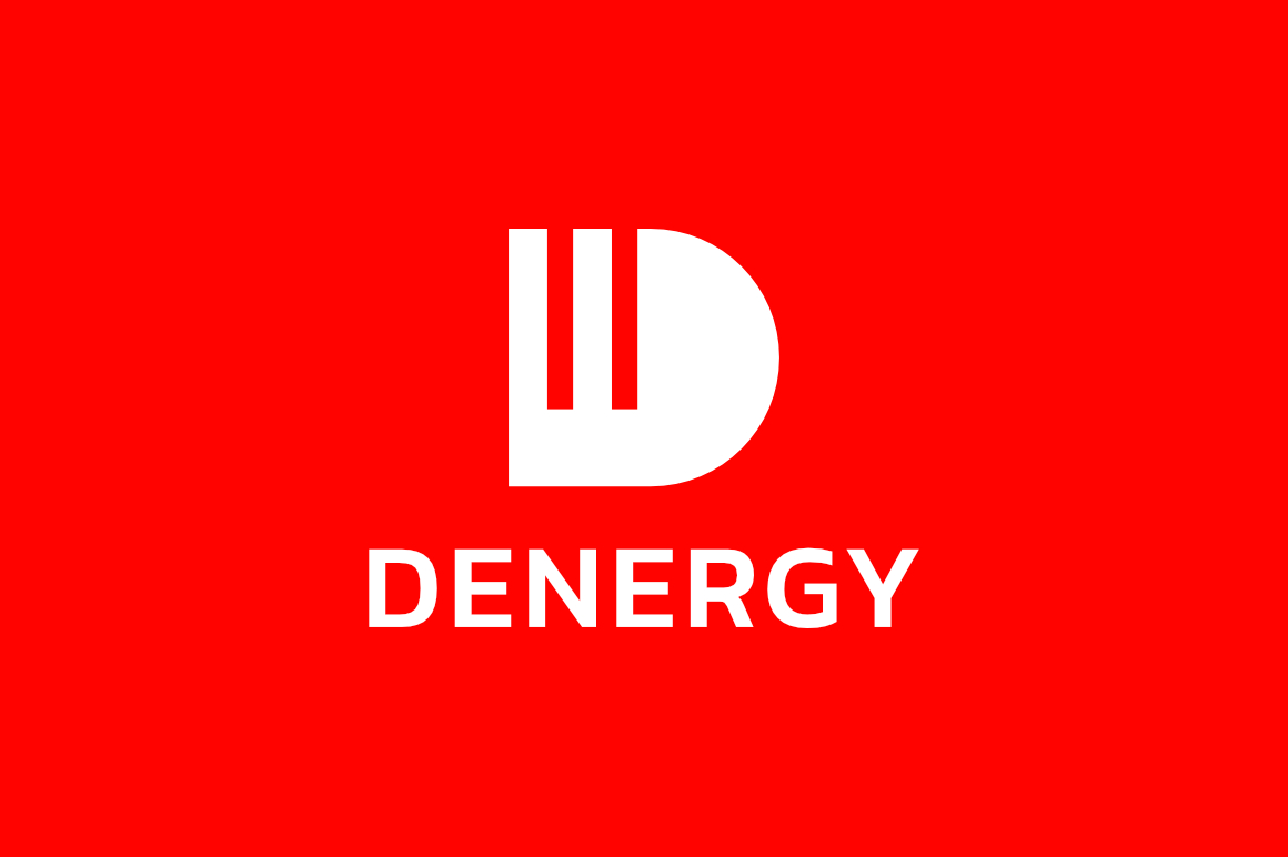 D Energy Red Simple Logo Template