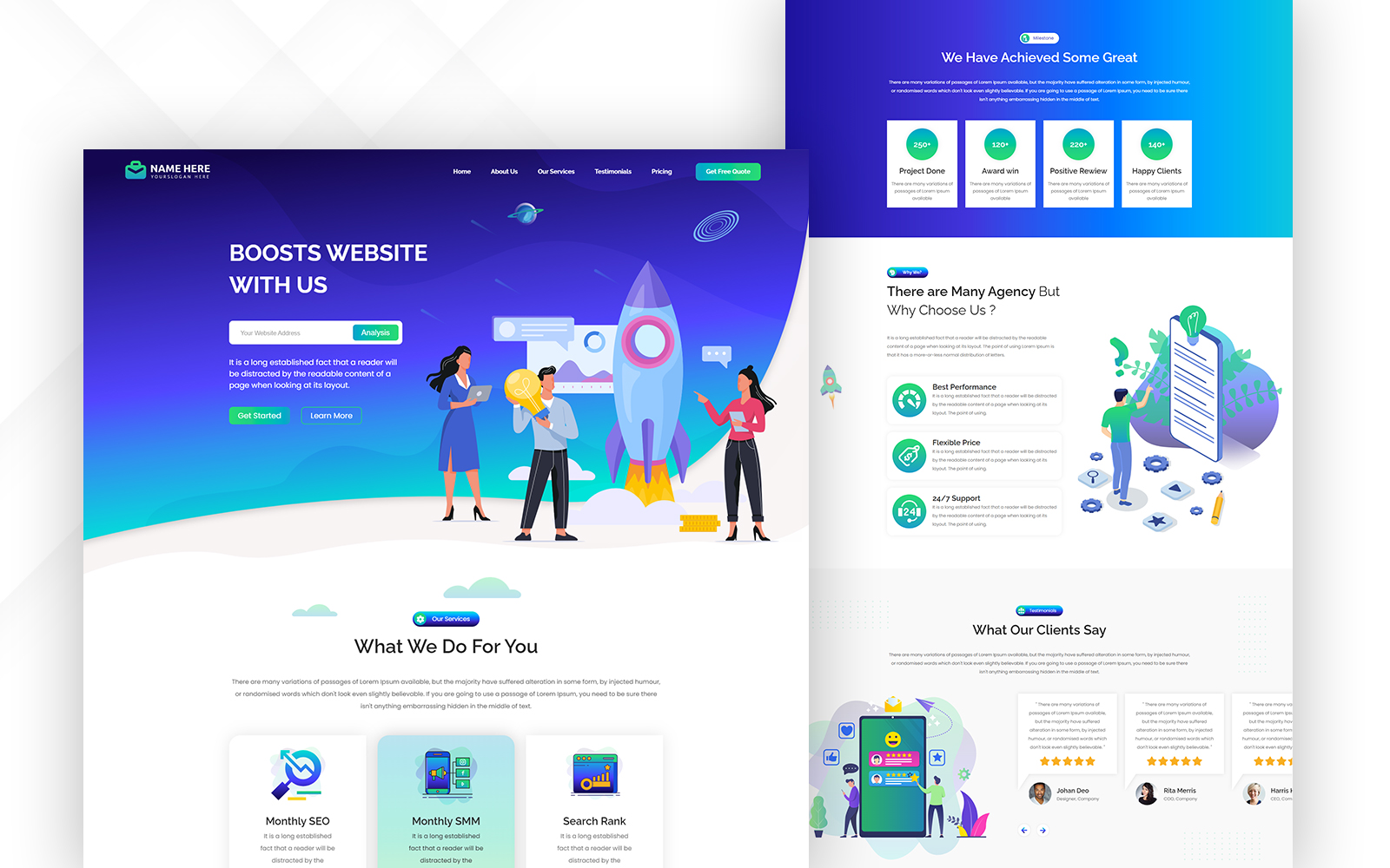 Geek Boost Services One Page HTML5 Template