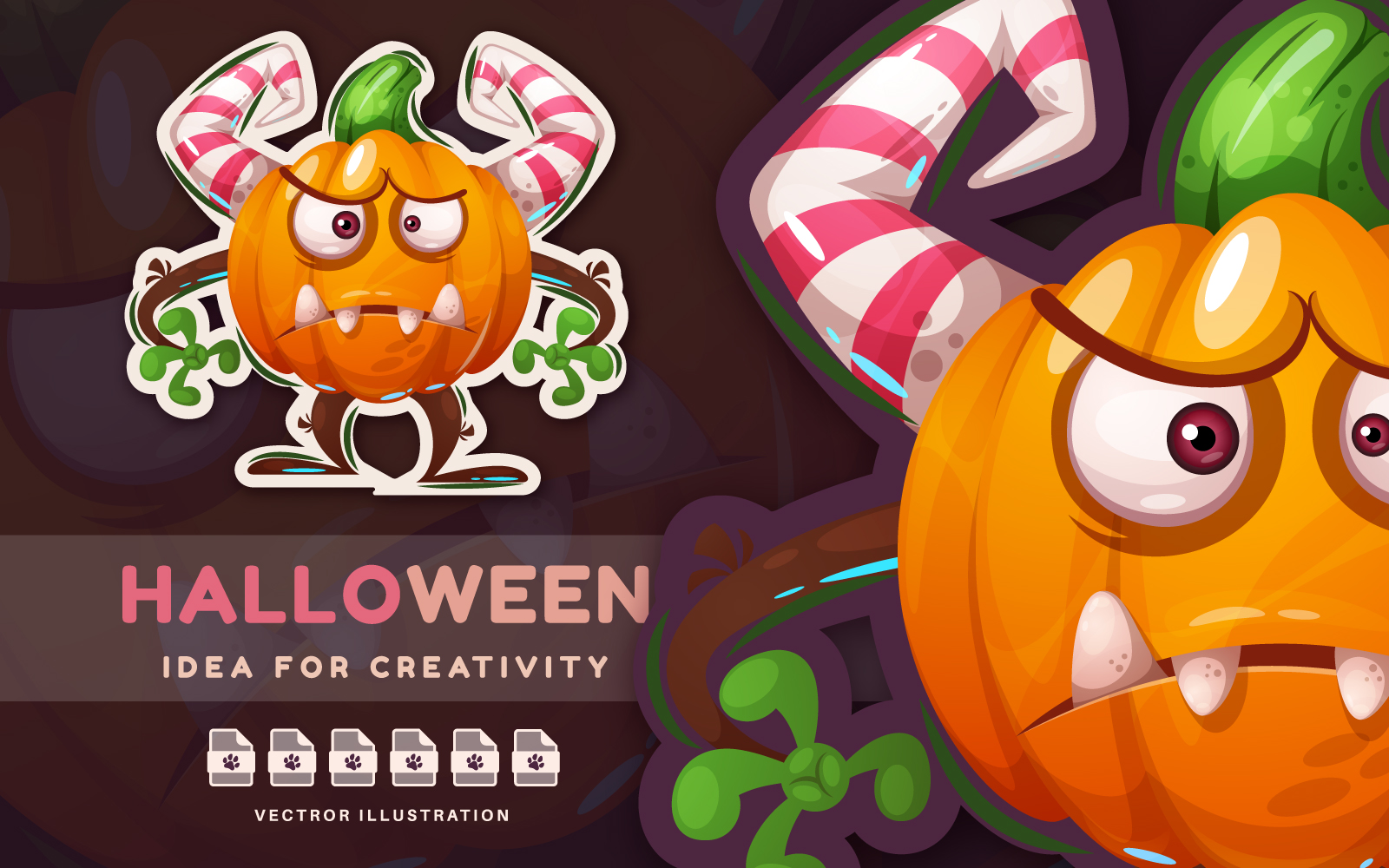 Halloween Evil Pumpkin - Cute Sticker, Graphics Illustration