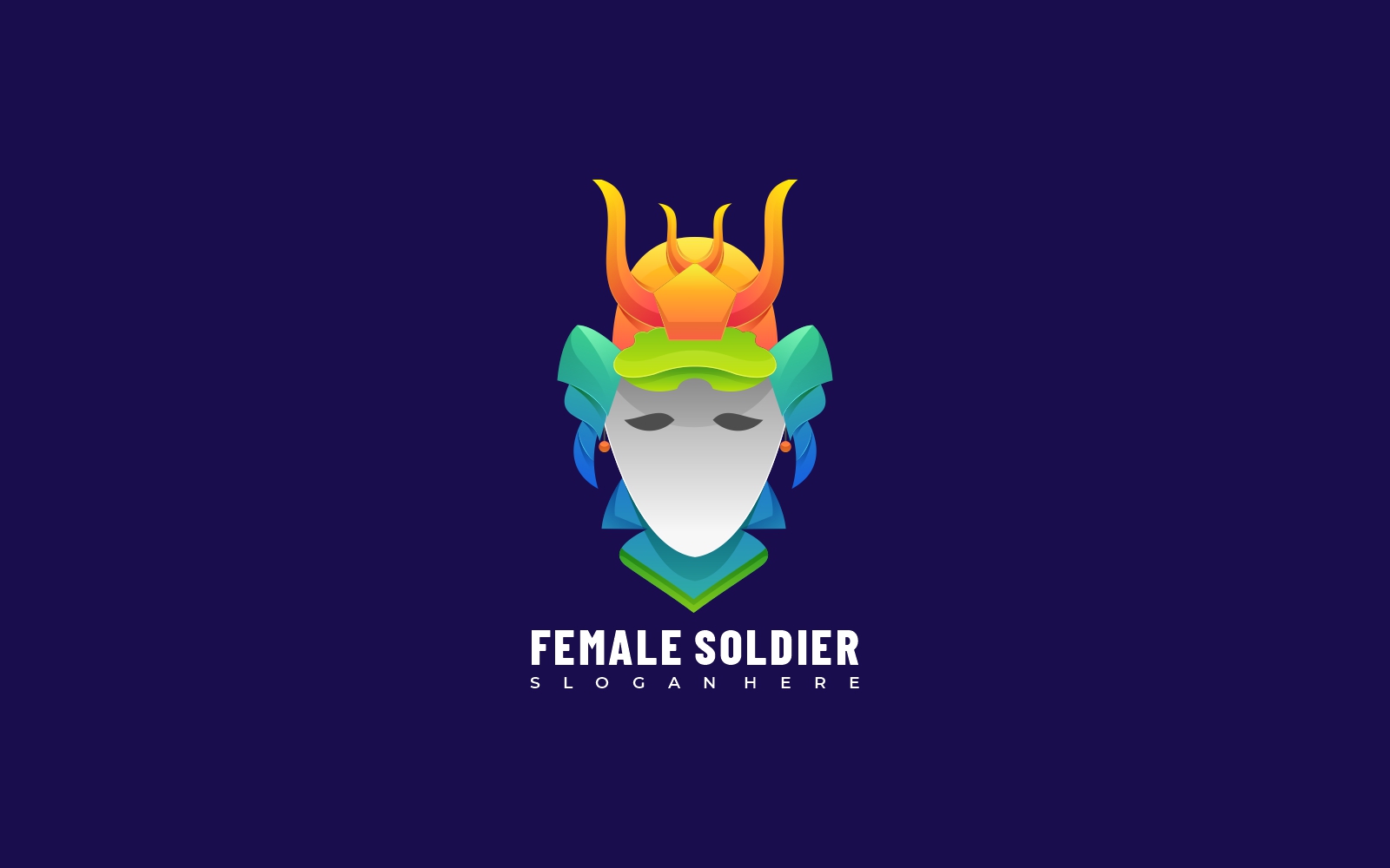 Female Soldier Gradient Colorful Logo