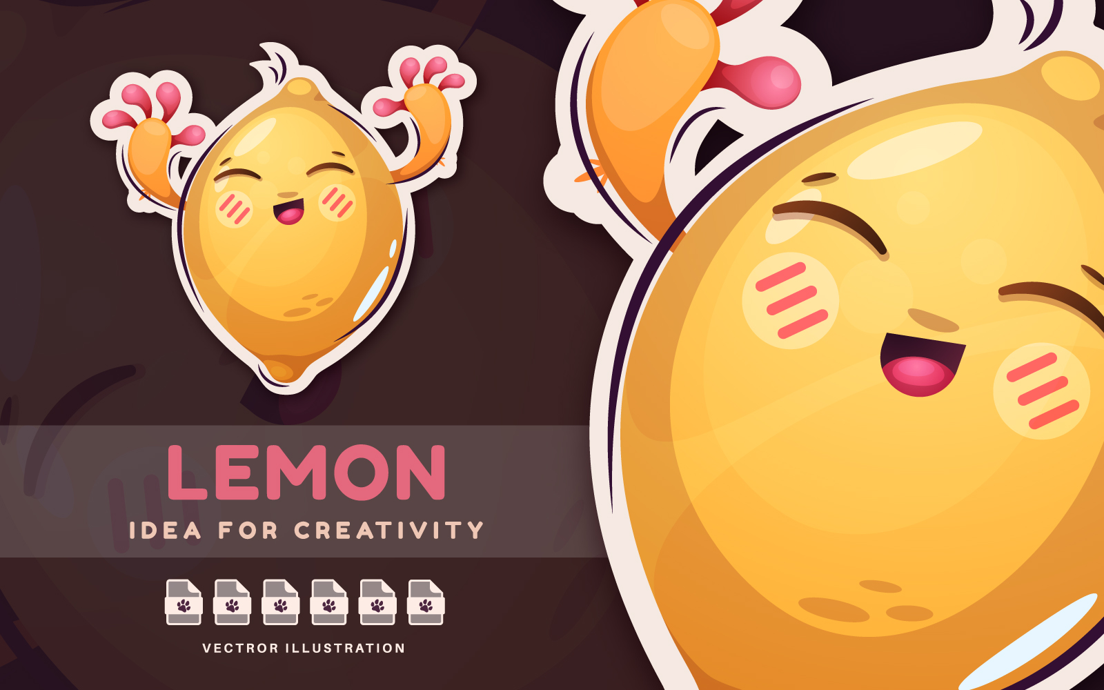 Funny Fruit Lemon - Cute Sticker, Graphics Illustration