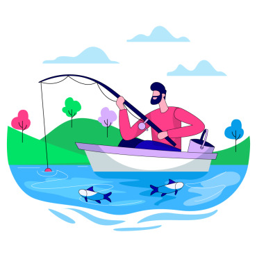 Flat Lake Illustrations Templates 203287