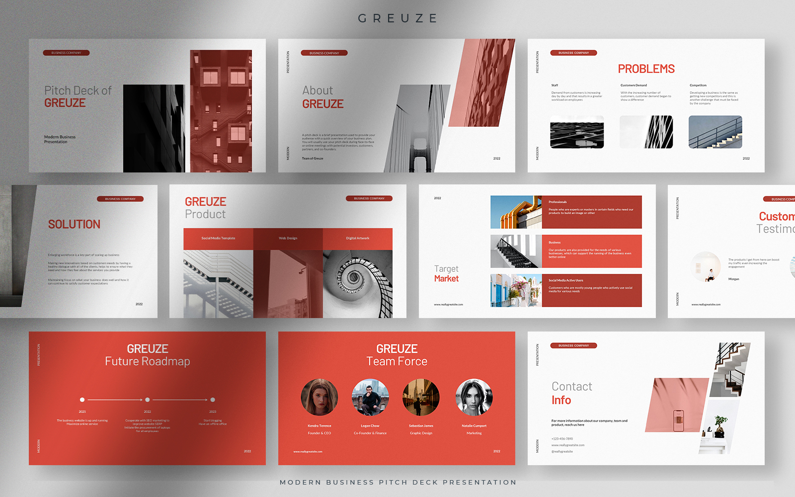 Greuze - Clean Modern Business Pitch Deck Presentation