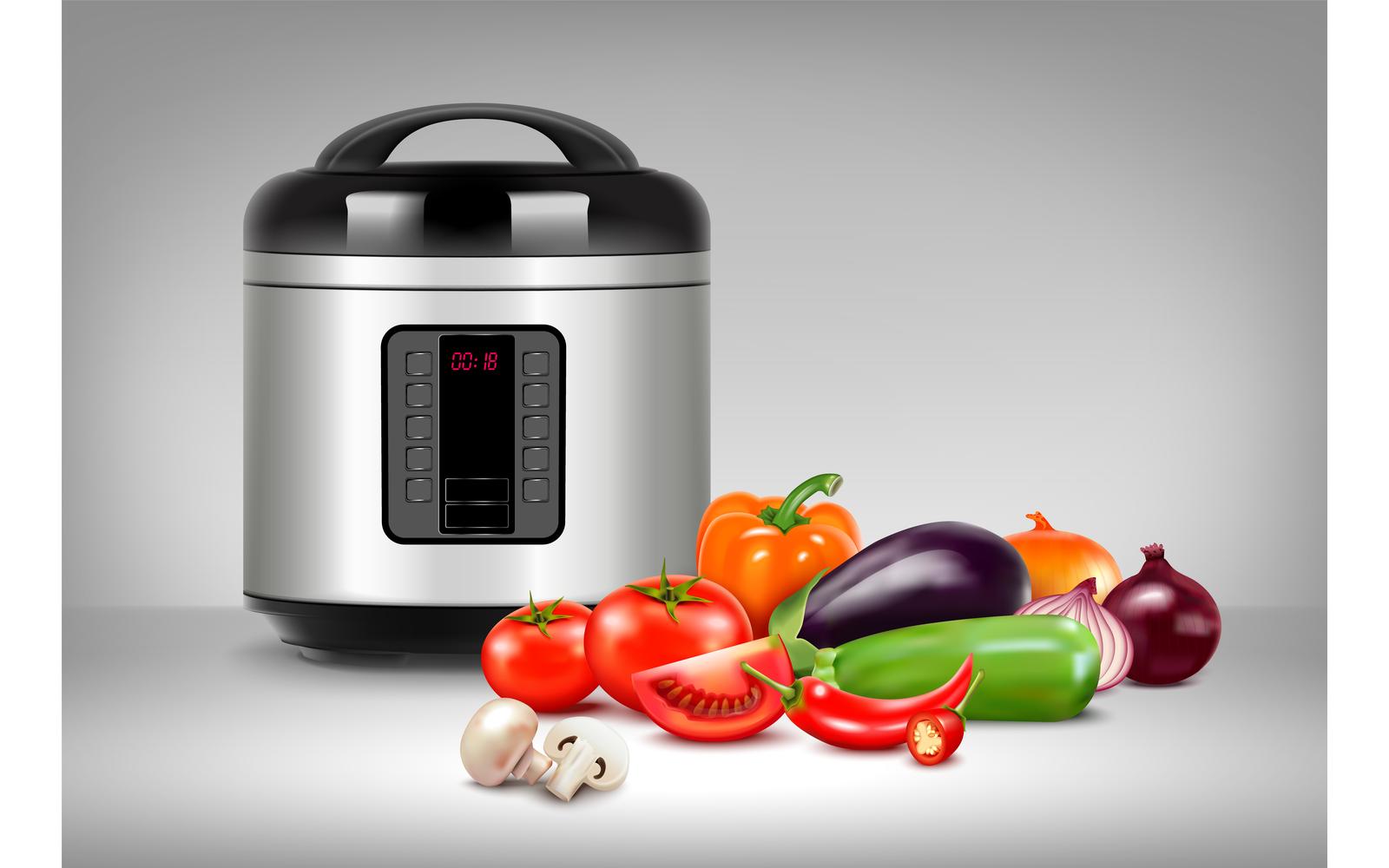 Multicooker Realistic Vector Illustration Concept