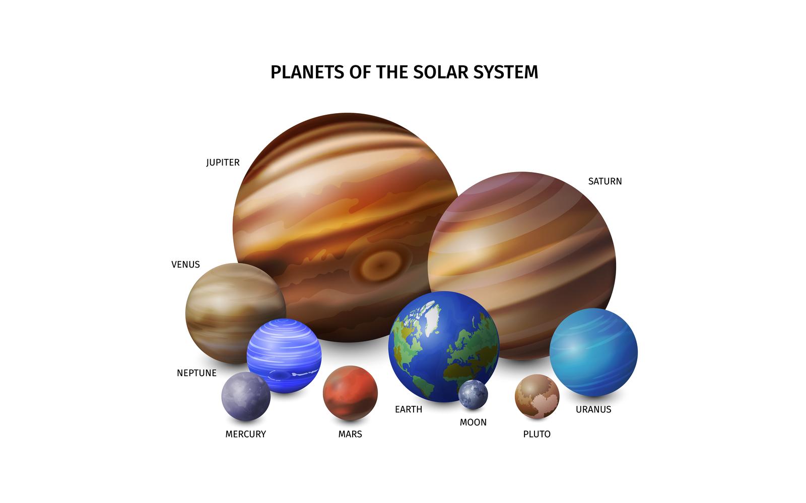 Realistic Space Planets Vector Illustration Concept