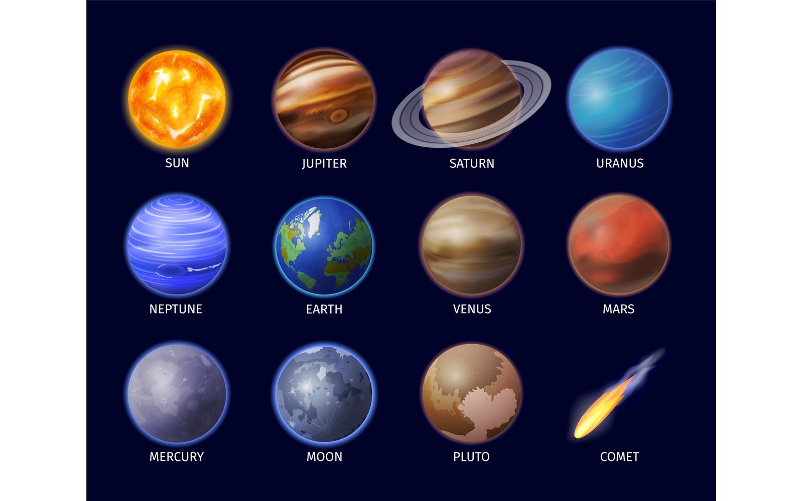 Realistic Space Planet Set Vector Illustration Concept