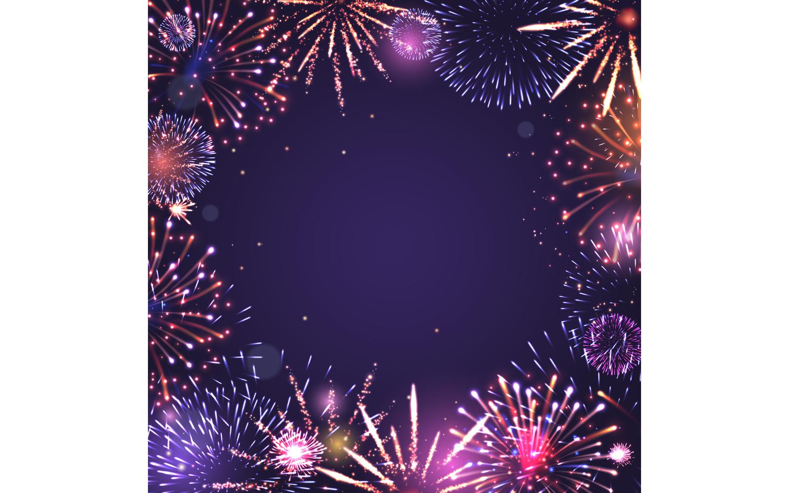 Realistic Fireworks Frame Vector Illustration Concept