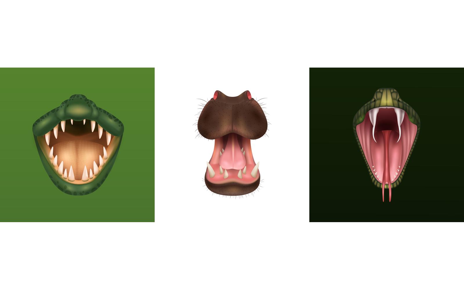 Realistic Animal Open Mouth Design Concept Vector Illustration Concept