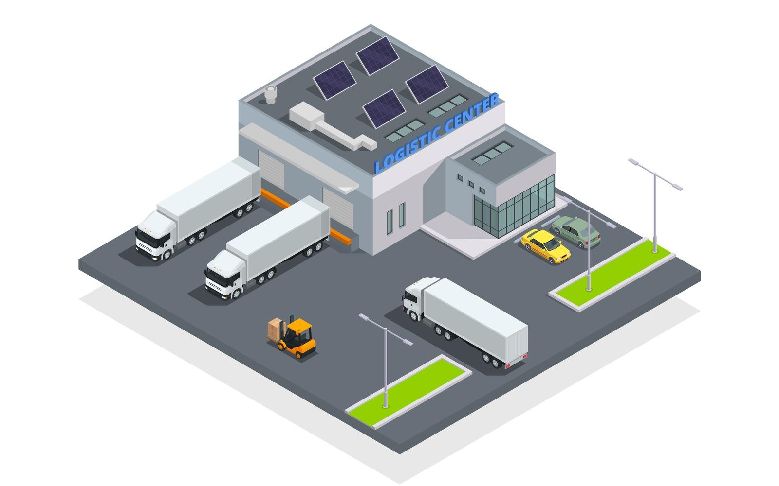 Modern Warehouse Isometric 4 Vector Illustration Concept