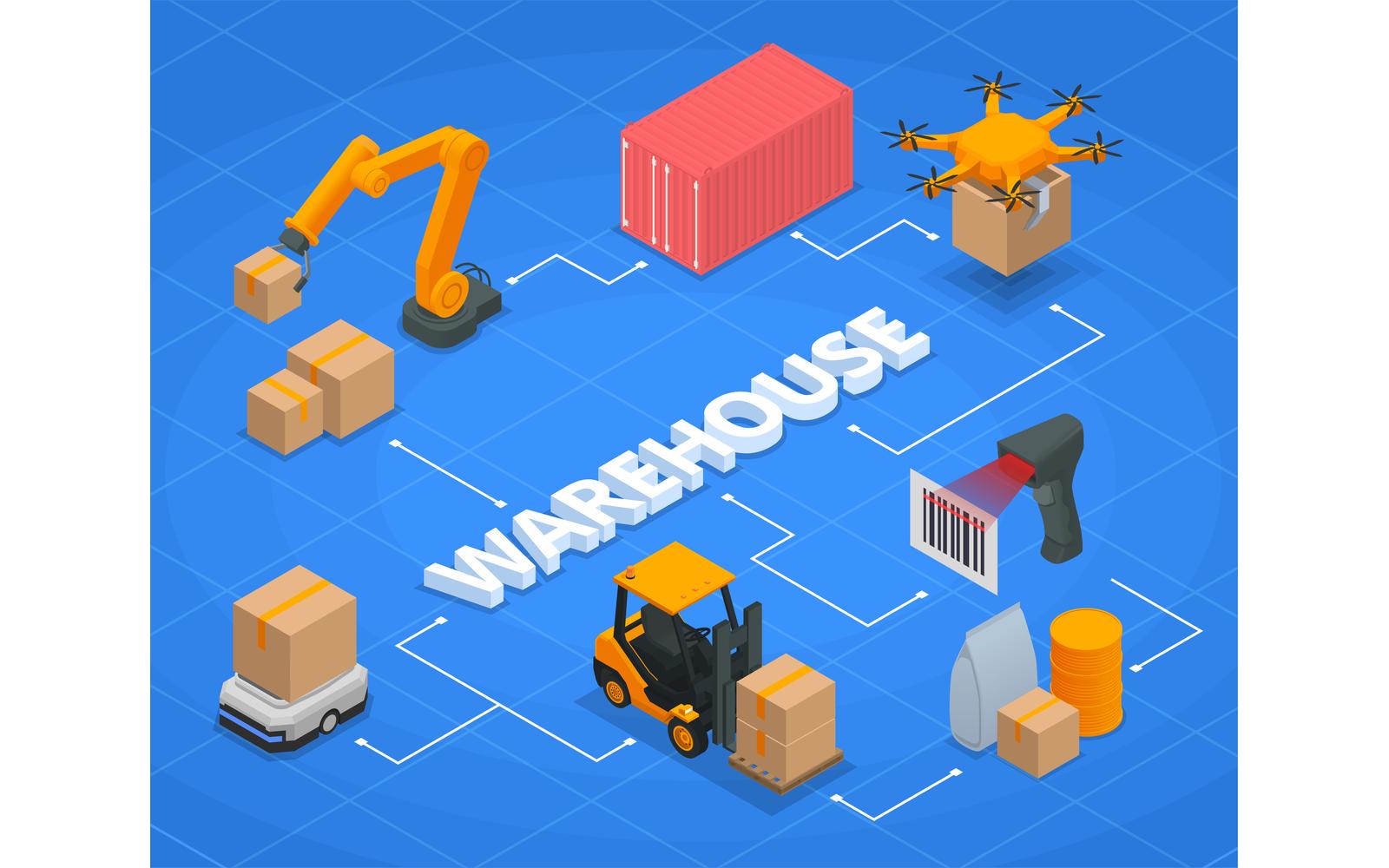 Modern Warehouse Isometric 5 Vector Illustration Concept