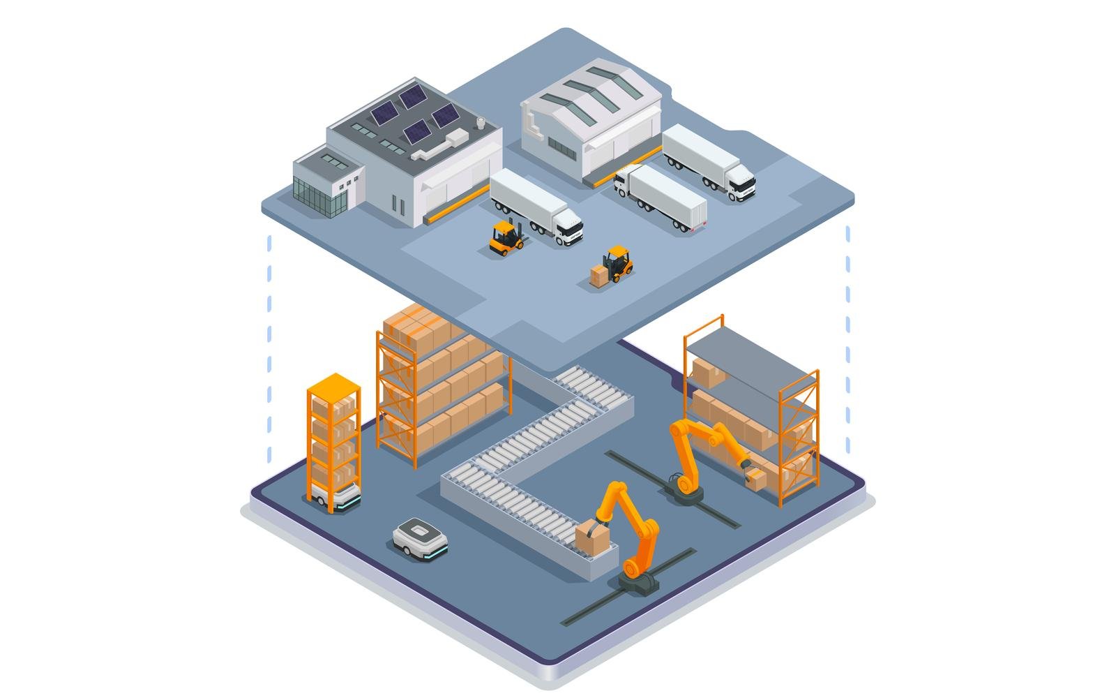 Modern Warehouse Isometric 7 Vector Illustration Concept