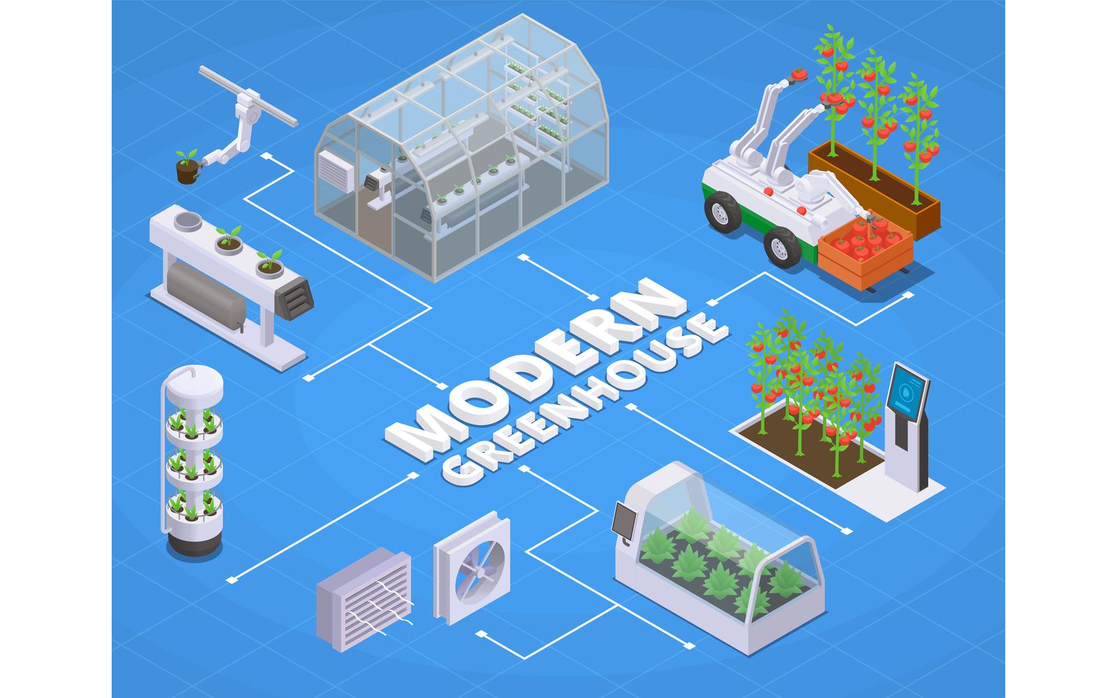 Modern Greenhouse Isometric 5 Vector Illustration Concept