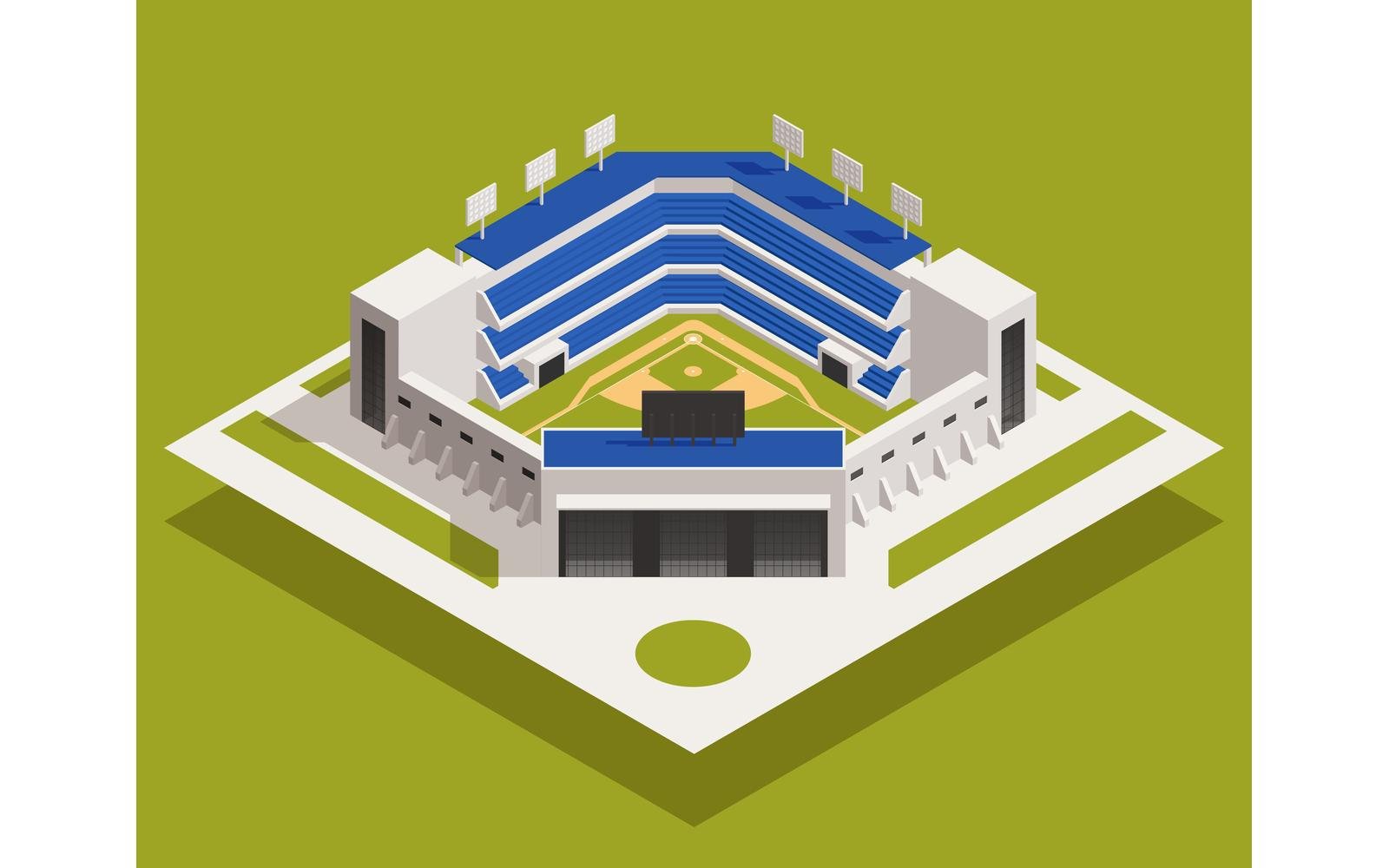 Baseball Isometric Set Vector Illustration Concept