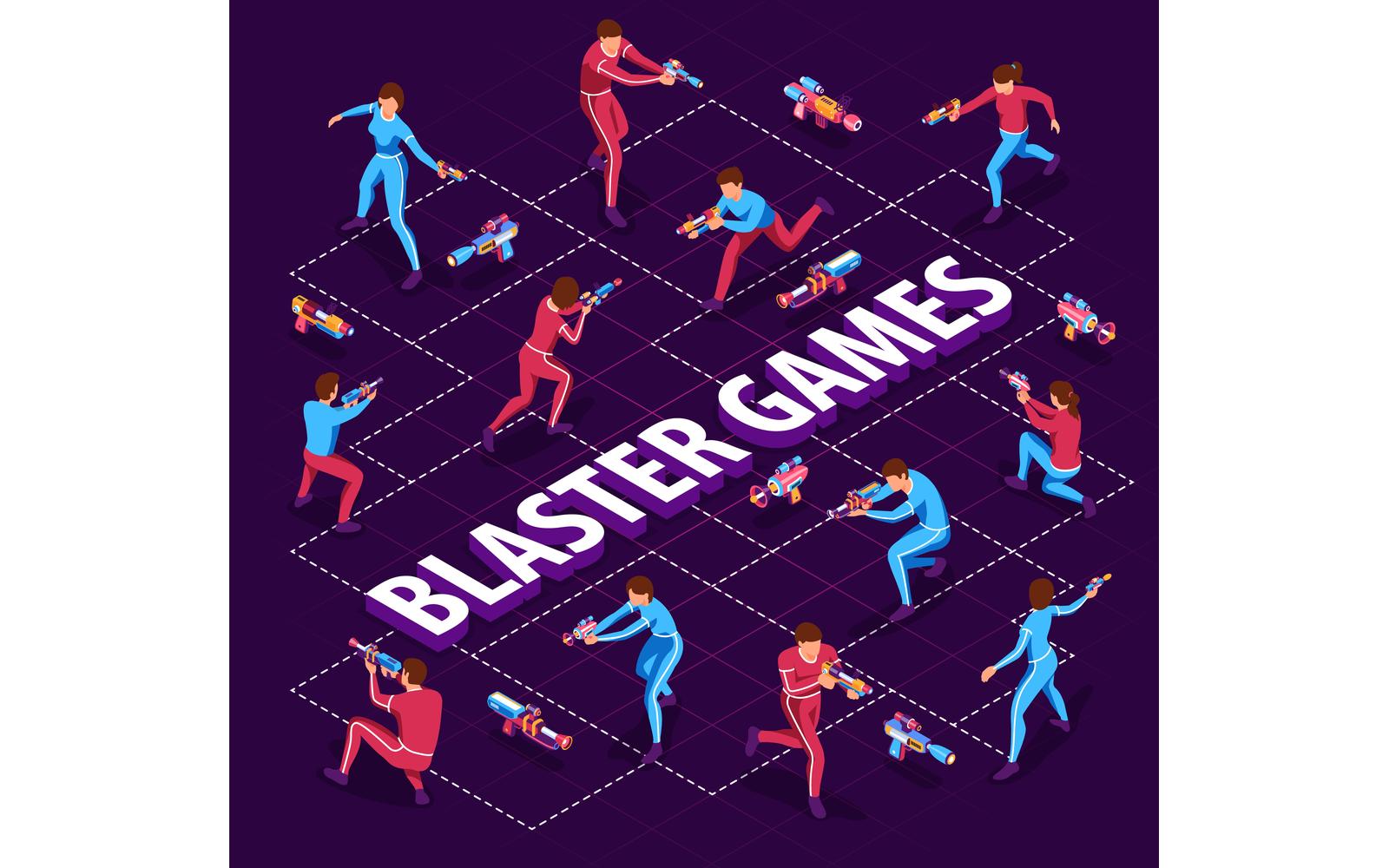 Isometric Blaster Game Flowchart Vector Illustration Concept