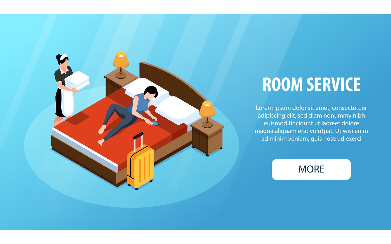 Isometric Hotel Horizontal Banner Vector Illustration Concept