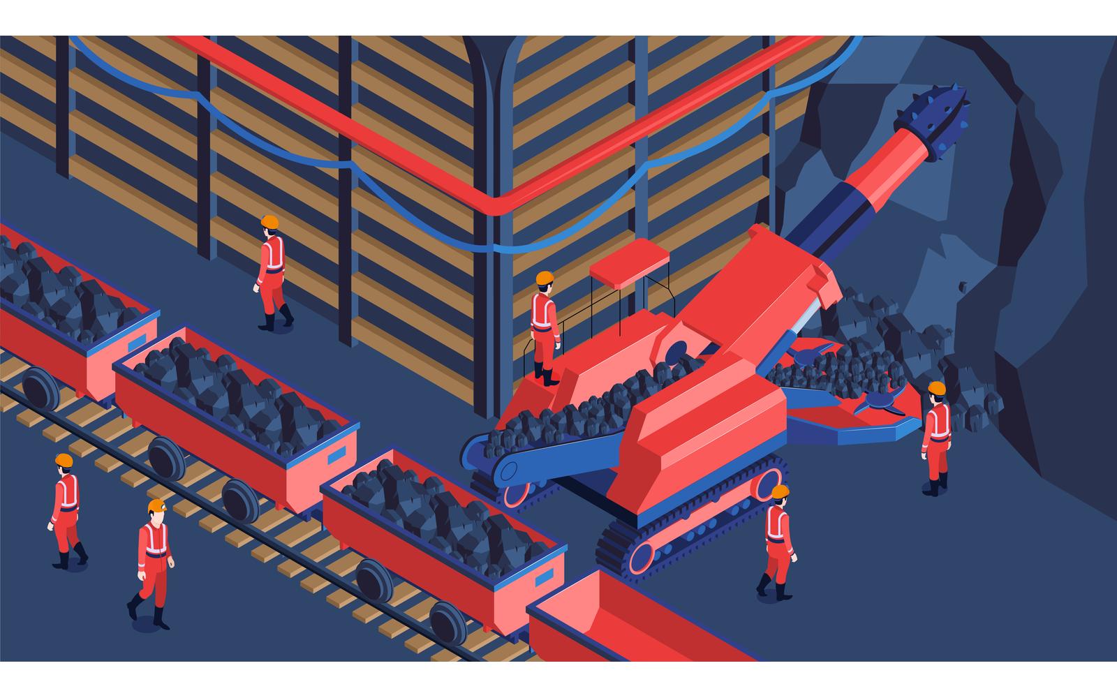 Isometric Mine Industry Vector Illustration Concept