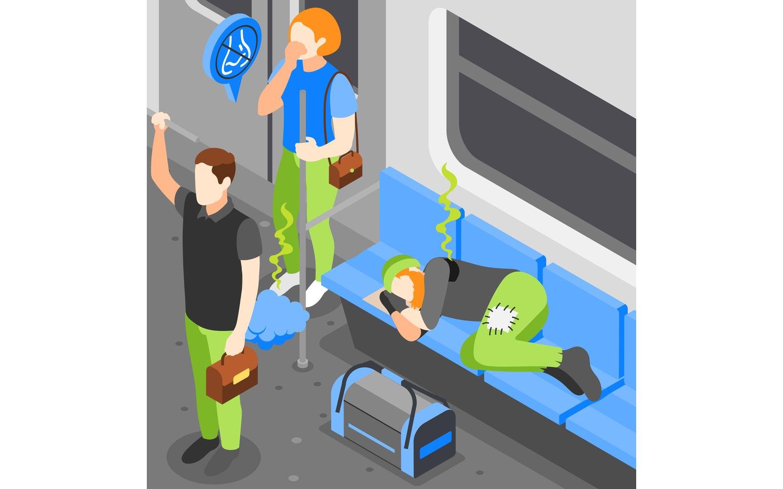 Public Transport Problems Isometric Background Vector Illustration Concept