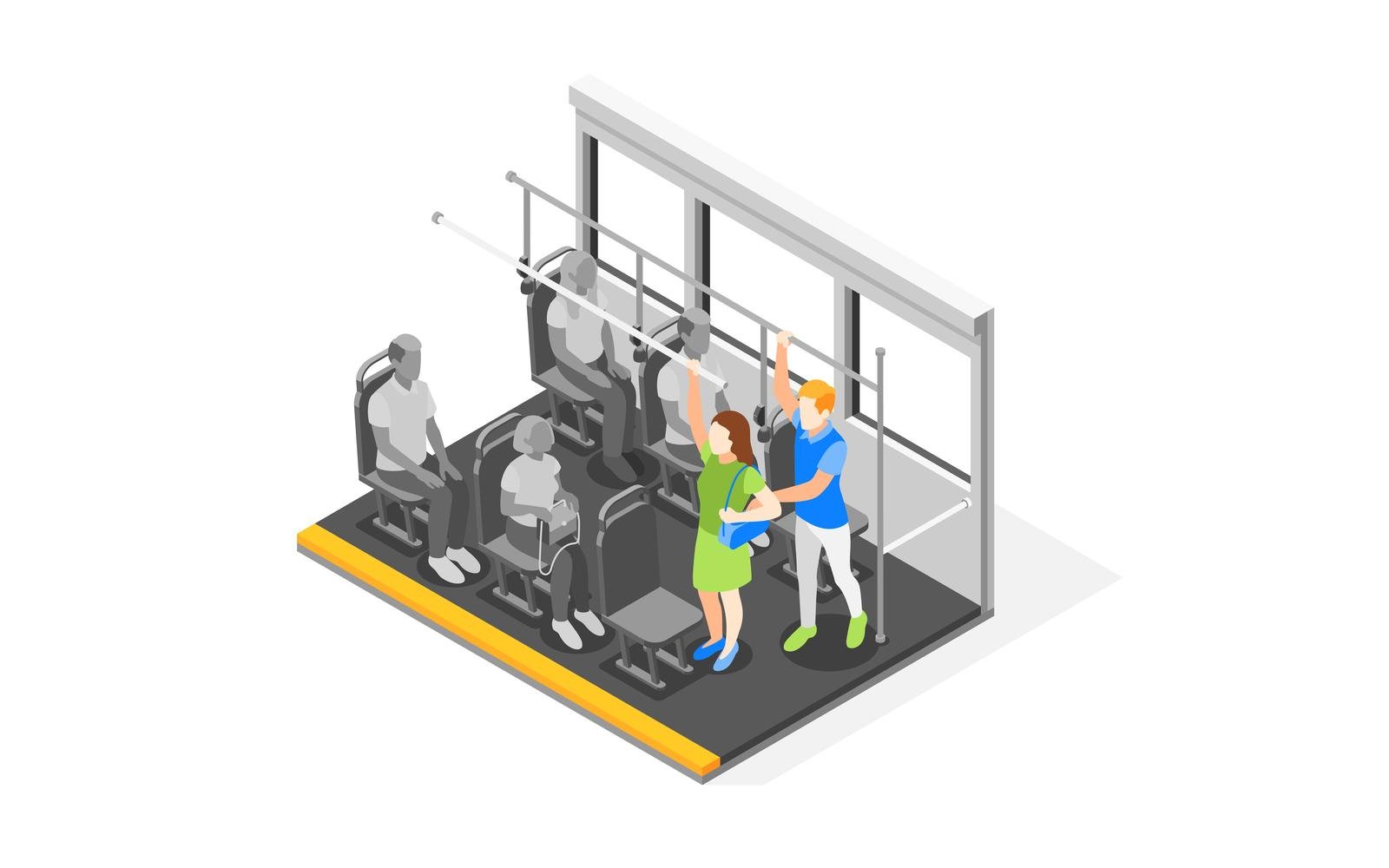 Public Transport Problems Isometric Composition Vector Illustration Concept