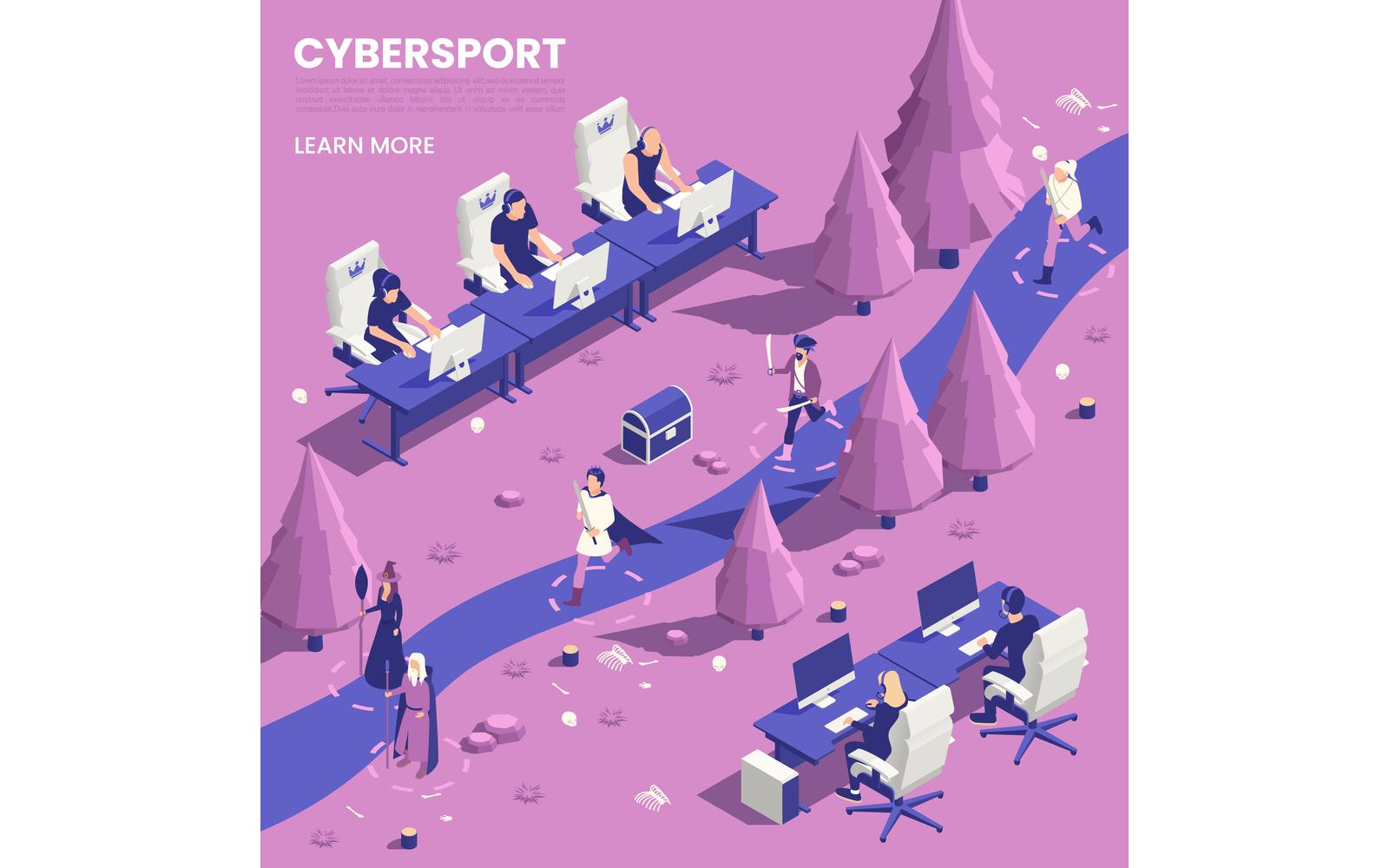 Cyber Sport E-Sport Isometric Vector Illustration Concept