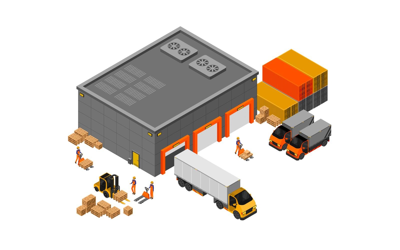 Warehouse Isometric 2 Vector Illustration Concept