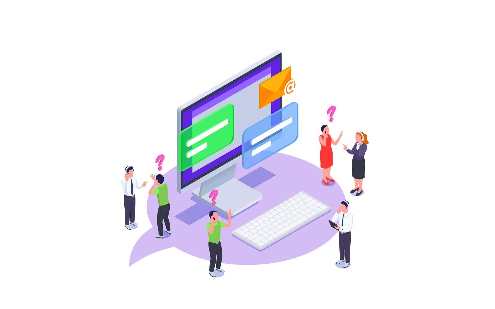 Call Center Technical Support Isometric 2 Vector Illustration Concept