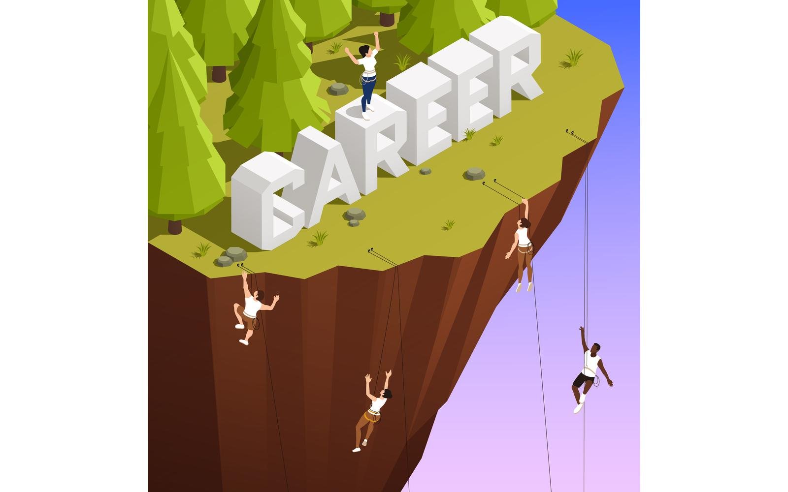 Sport Climbing Isometric 2 Vector Illustration Concept