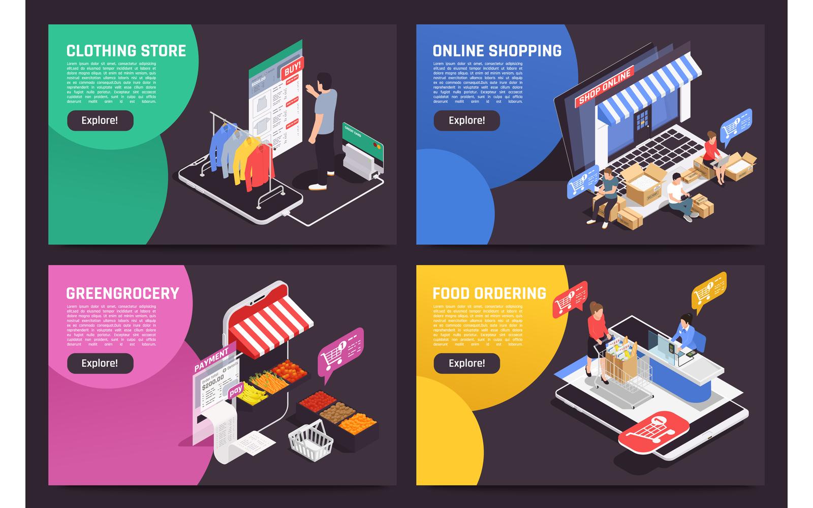 Online Shopping Isometric Vector Illustration Concept