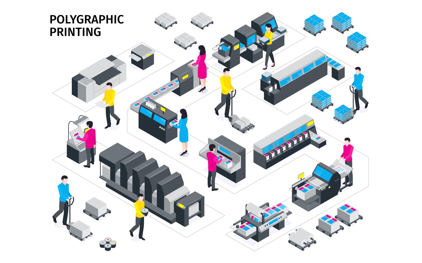 Isometric Polygraphy Illustration Vector Illustration Concept