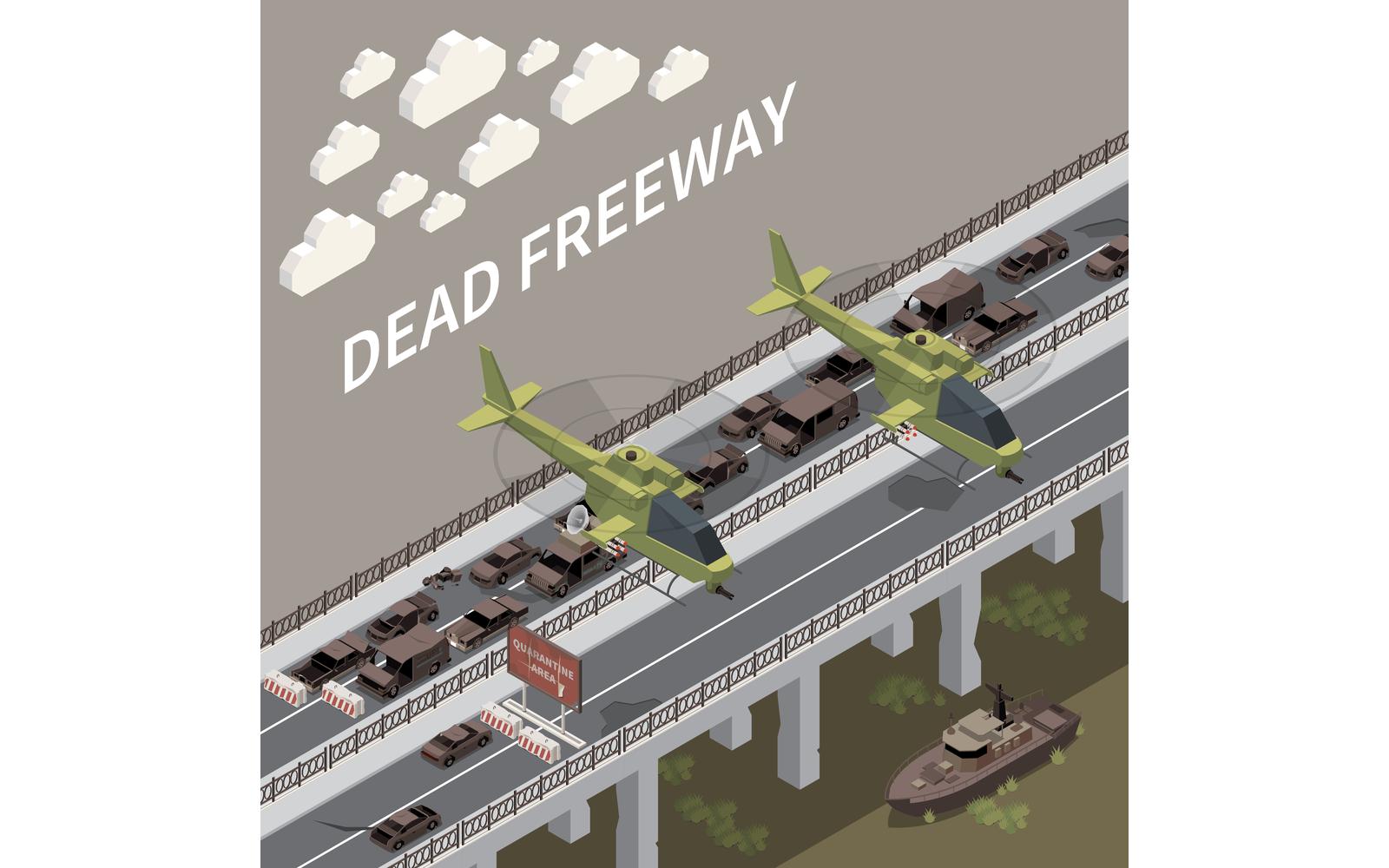 Post Apocalypse City Isometric 4 Vector Illustration Concept