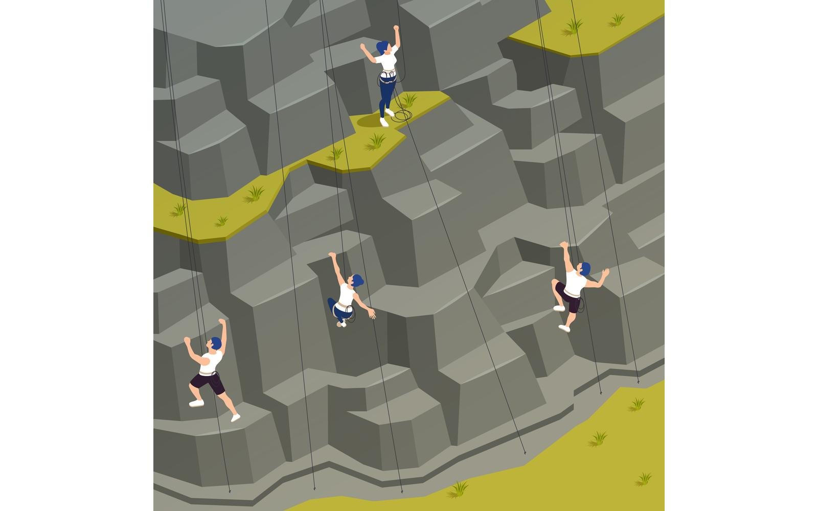 Sport Climbing Isometric 6 Vector Illustration Concept