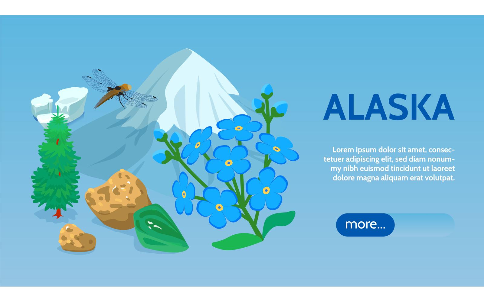 Isometric Alaska Horizontal Banner Vector Illustration Concept