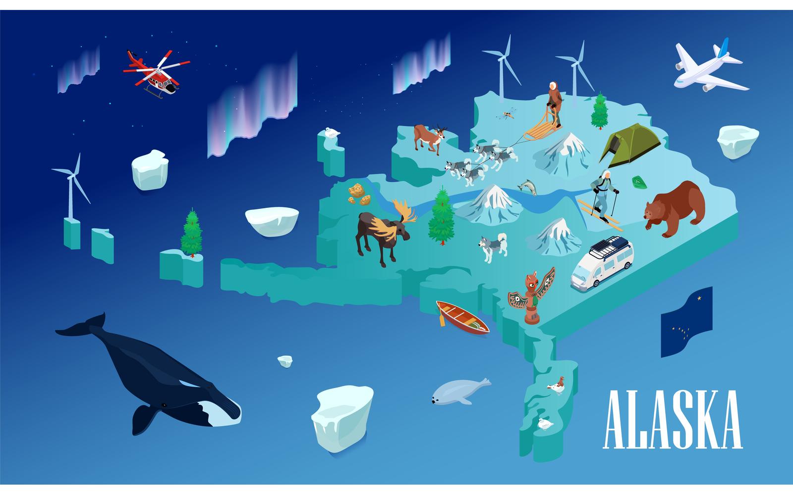 Isometric Alaska Illustration Vector Illustration Concept