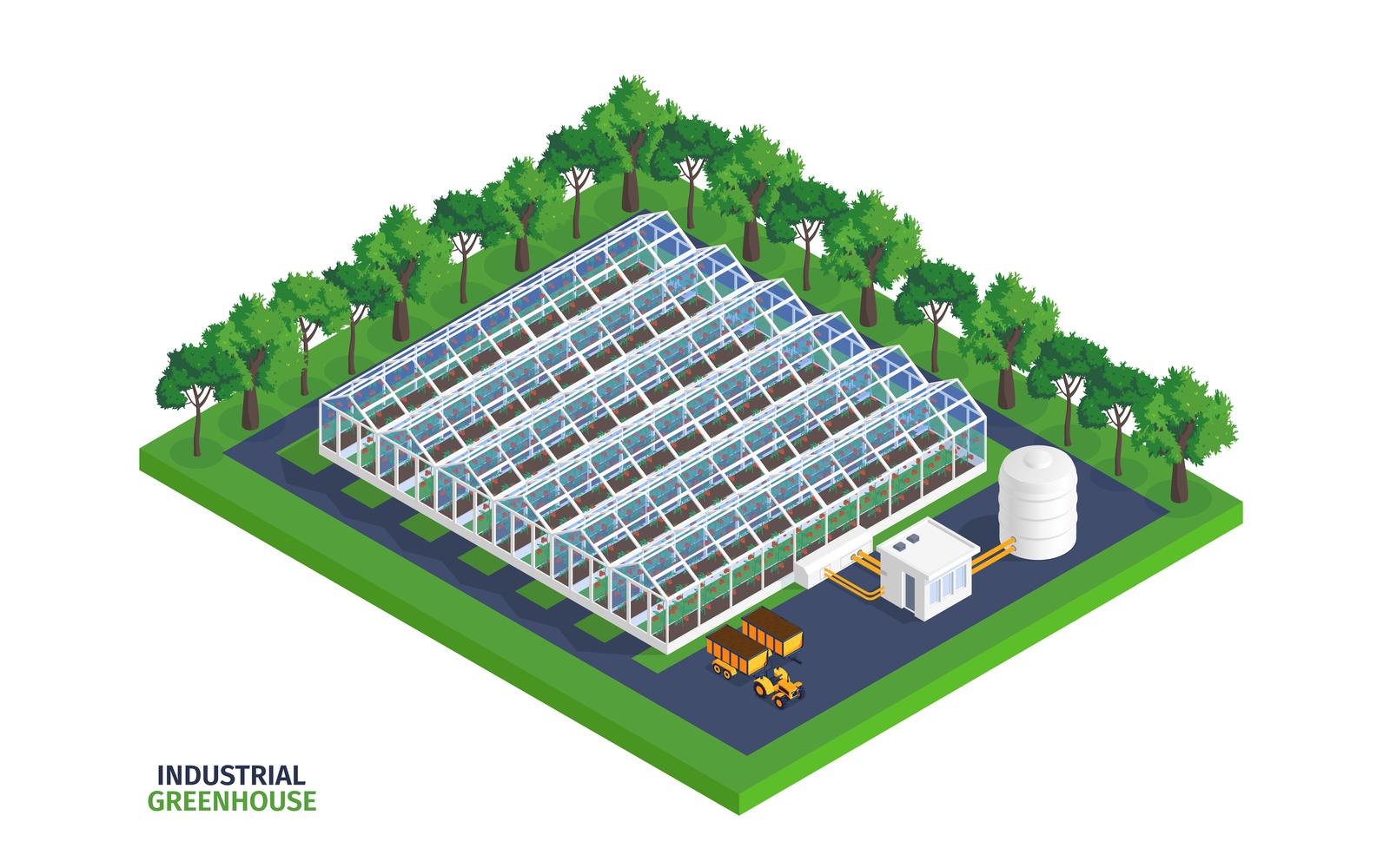 Isometric Greenhouse Illustration Vector Illustration Concept