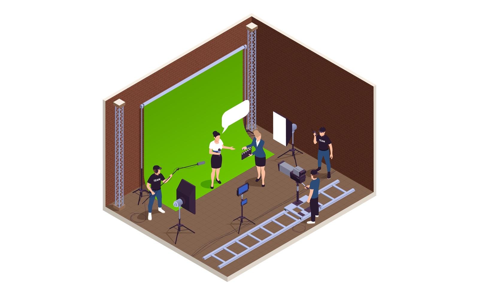 Tv Show Isometric Set 2 Vector Illustration Concept