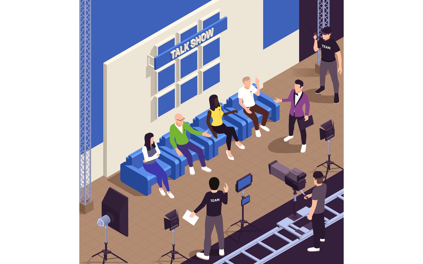 Tv Show Isometric Set 3 Vector Illustration Concept